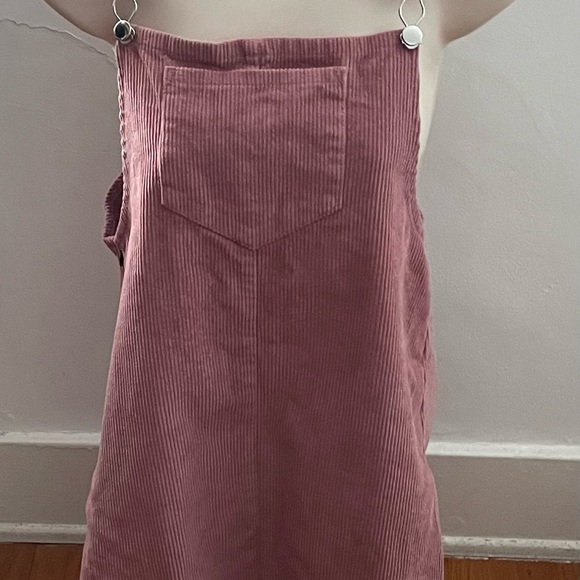 Pink corduroy overall bib pinafore suspender dress, size S Barbiecore boho - Picture 9 of 16